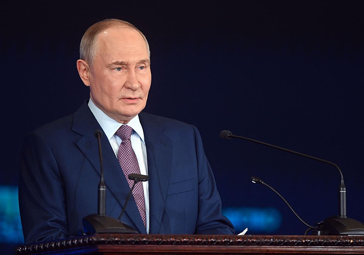 Vladímir Putin, durante su discurso en el Russian Geographical Society.