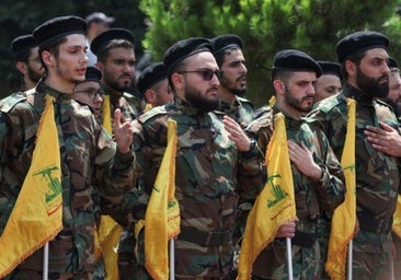 Miembros de Hizbolá durante un funeral