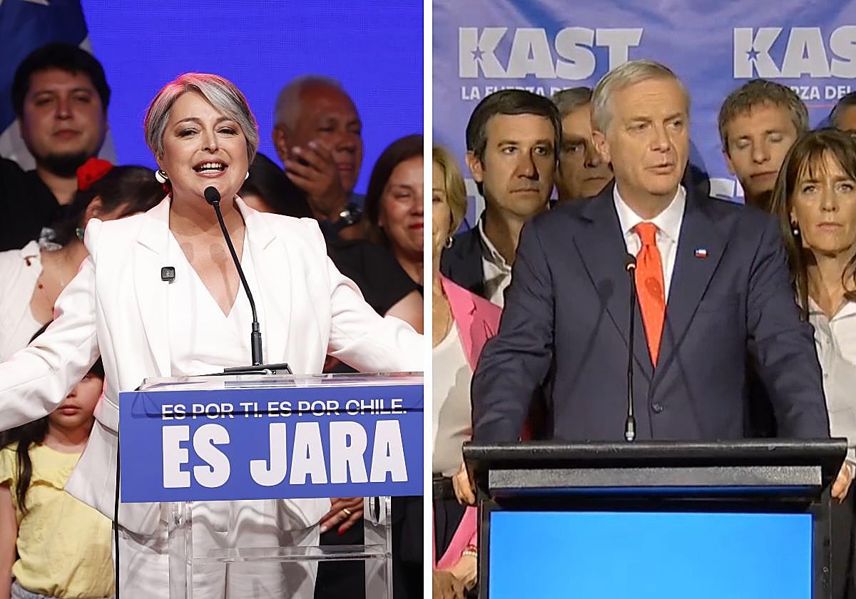 Jeannette Jara y José Antonio Kast, candidatos presidenciales que pasan a segunda vuelta