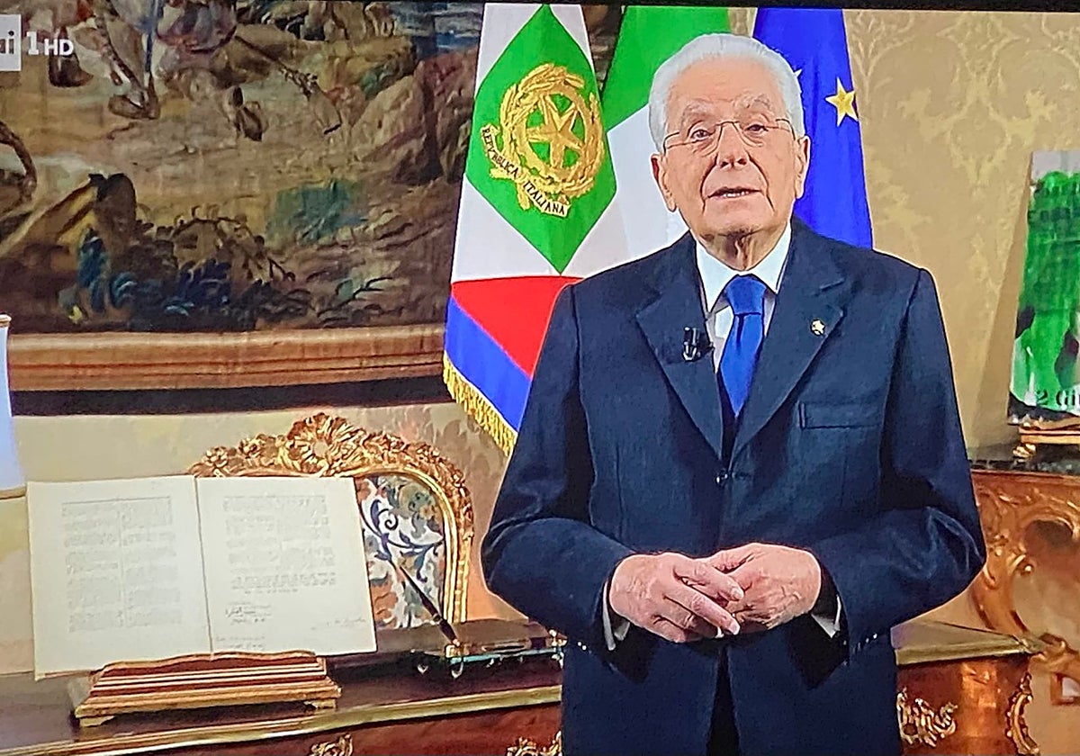 El presidente italiano, Sergio Mattarella, este miércoles durante su discurso de fin de año