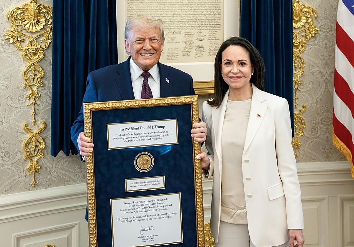 María Corina Machado entregó su Premio Nobel al presidente de EE.UU. en su visita a la Casa Blanca