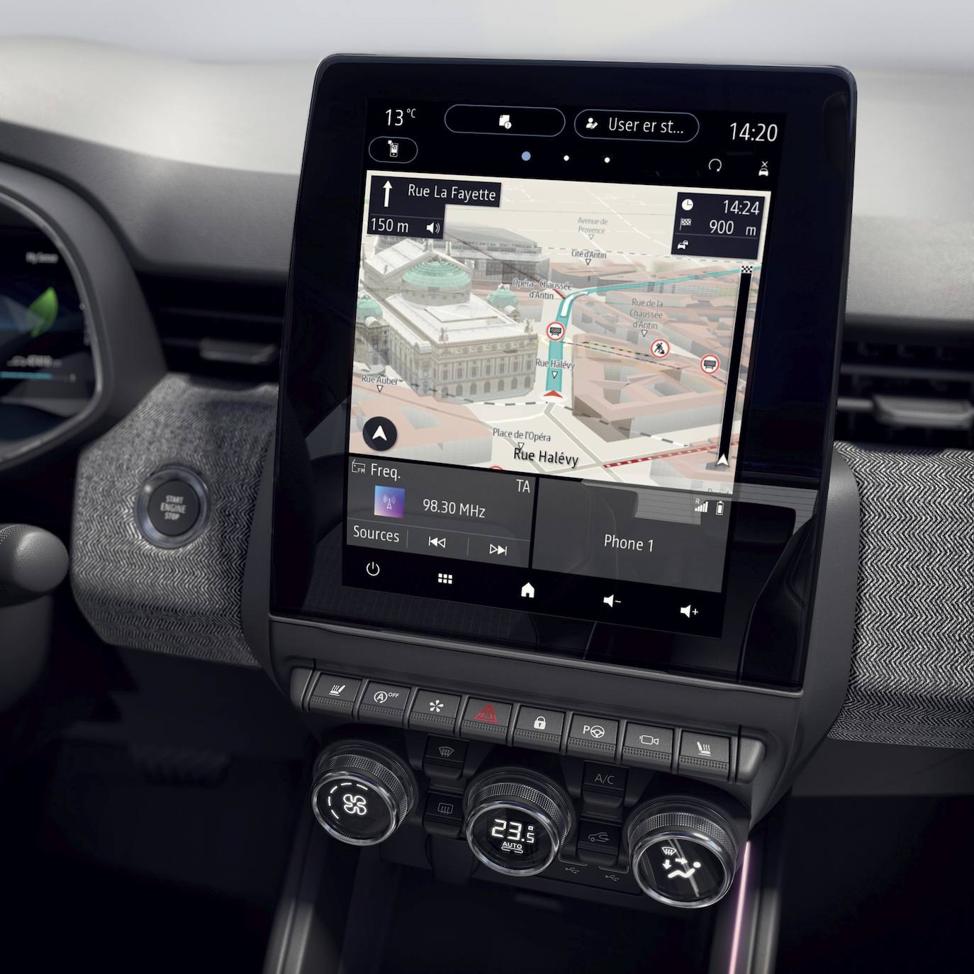 Nuevo Clio también está al día con la última tecnología, incluyendo un cuadro de instrumentos digital para todas las versiones.