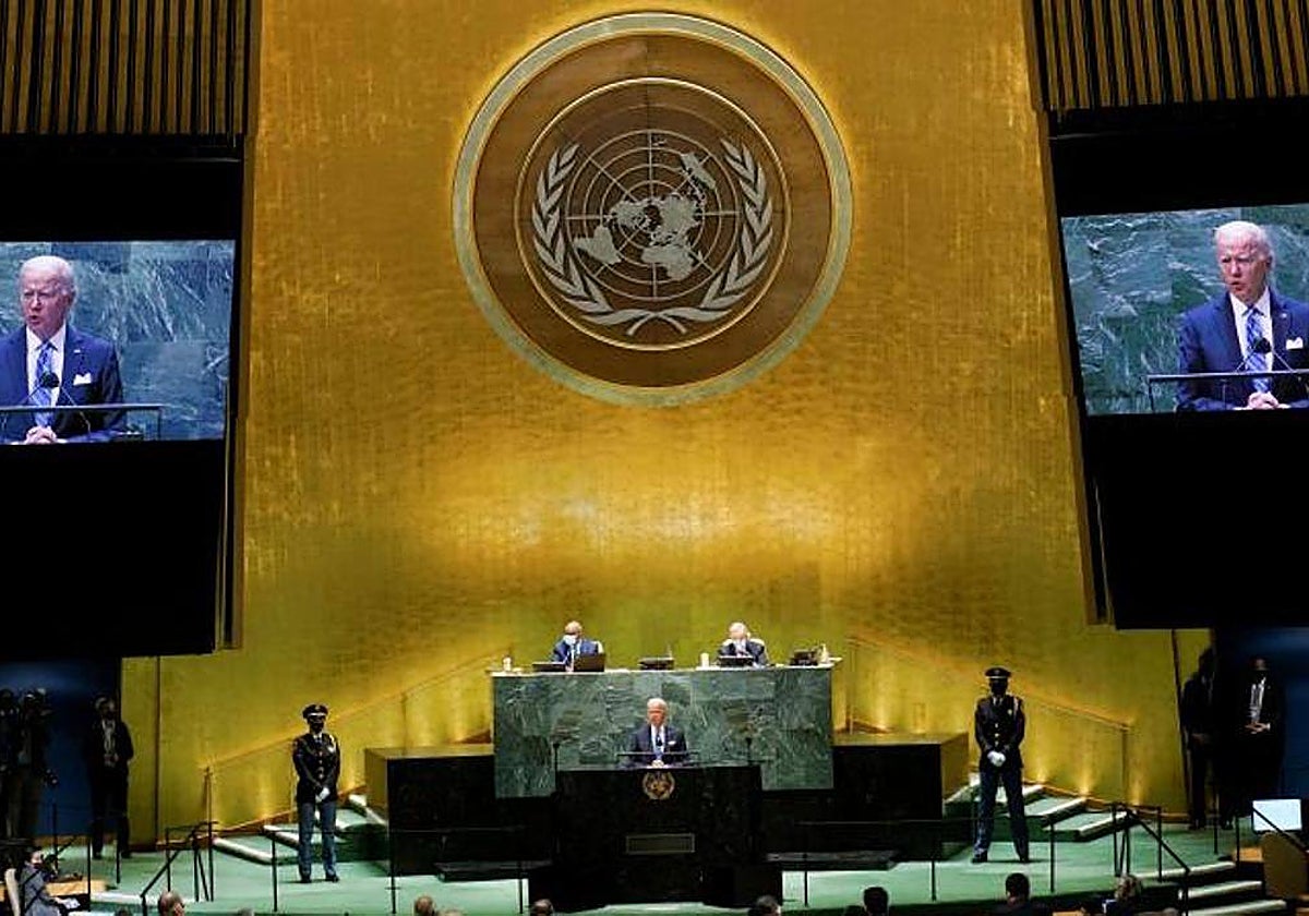 Imágenes de Joe Biden durante la 76 sesión de Naciones Unidas en 2021