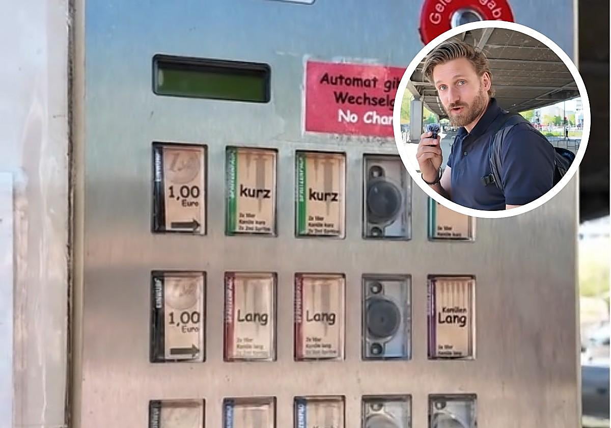 Un guía turístico muestra la máquina expendedora más curiosa de Berlín: «Es el vector más típico del sida»