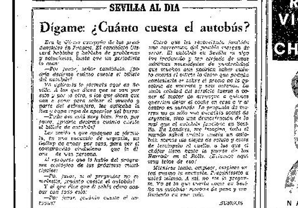 Uno de los artículos firmados por Antonio Burgos en 'Sevilla al día' en 1977