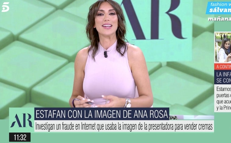 Imagen principal - Patricia Pardo ha dado todos los datos sobre la estafa por Internet que usa la imagen de Ana Rosa Quintana. 