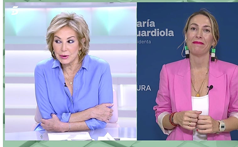 Imagen principal - Ana Rosa Quintana ha tenido una complicada entrevista a María Guardiola (PP) en 'El programa de Ana Rosa'