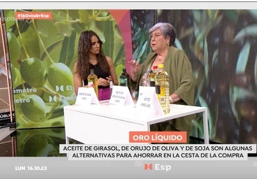 Una invitada se salta el guión en 'Espejo Público' para alertar del 'engaño' de las botellas de aceite: «Hay que verlo»