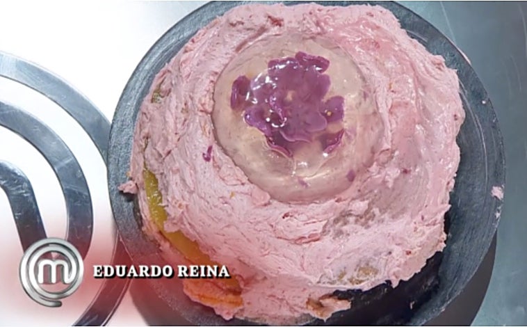Imagen principal - La tarta de Eduardo Casanova para 'Masterchef Celebrity'.