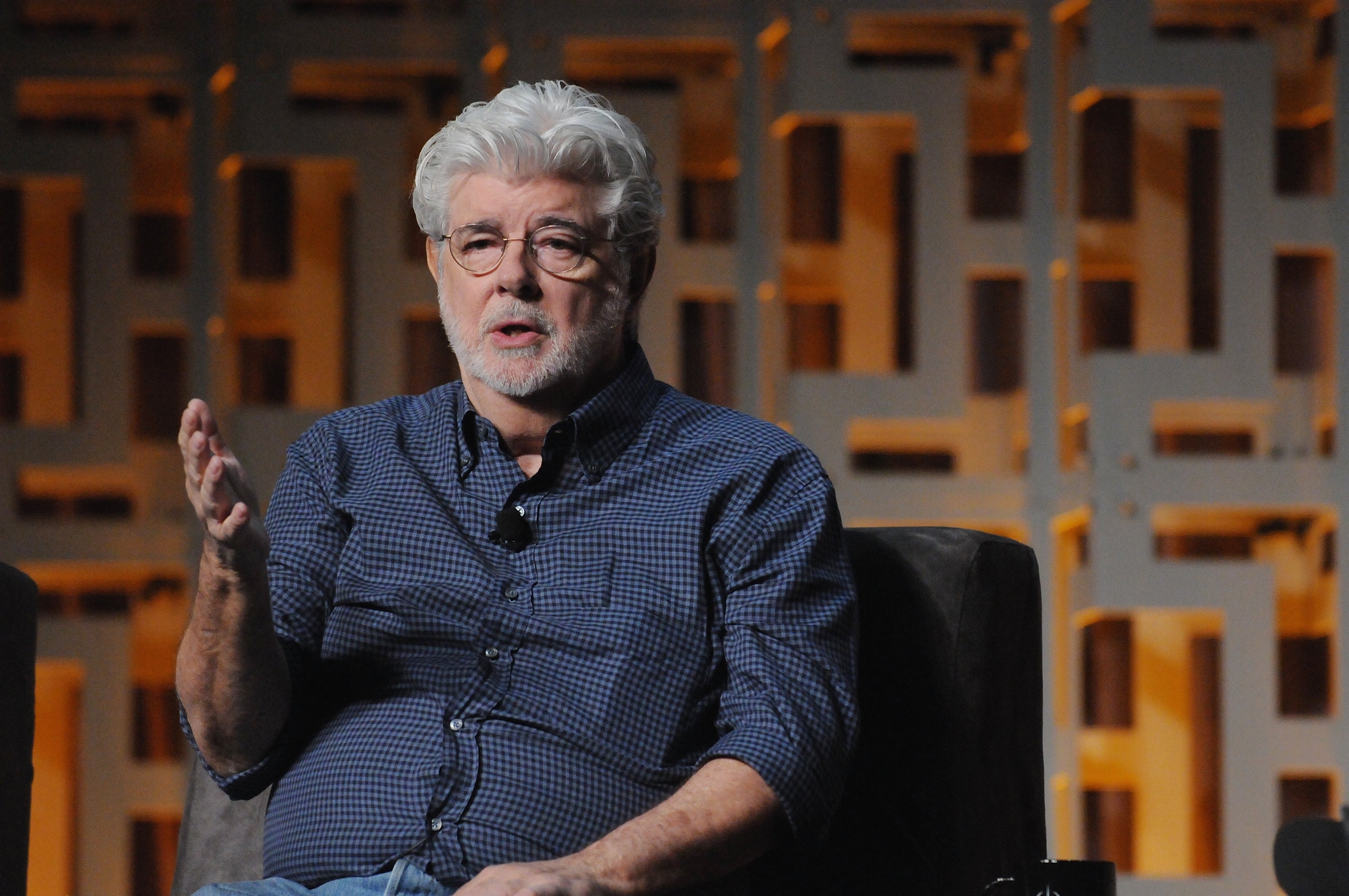 George Lucas durante un acto de homenaje a 'La guerra de las galaxias' en su 40º aniversario, en 2017, en Florida (EE.UU.)