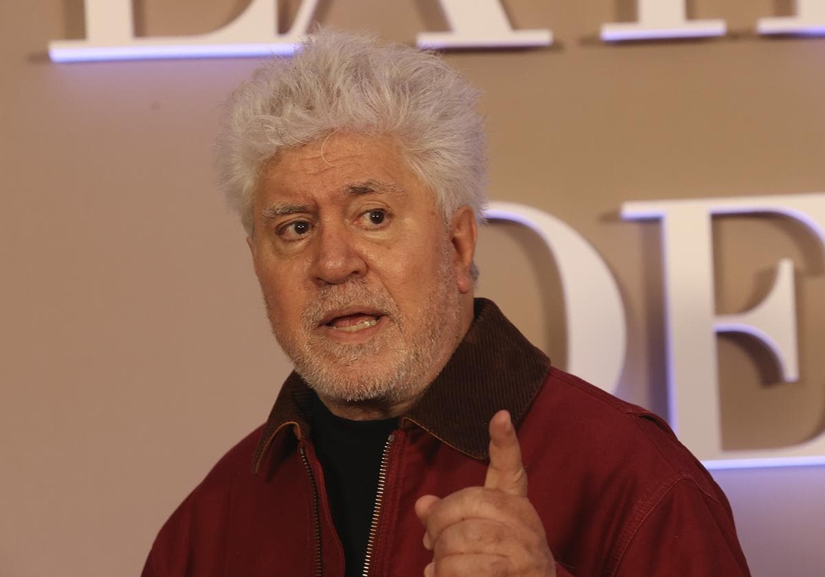 Pedro Almodóvar, en la presentación de 'La habitación de al lado' en Madrid