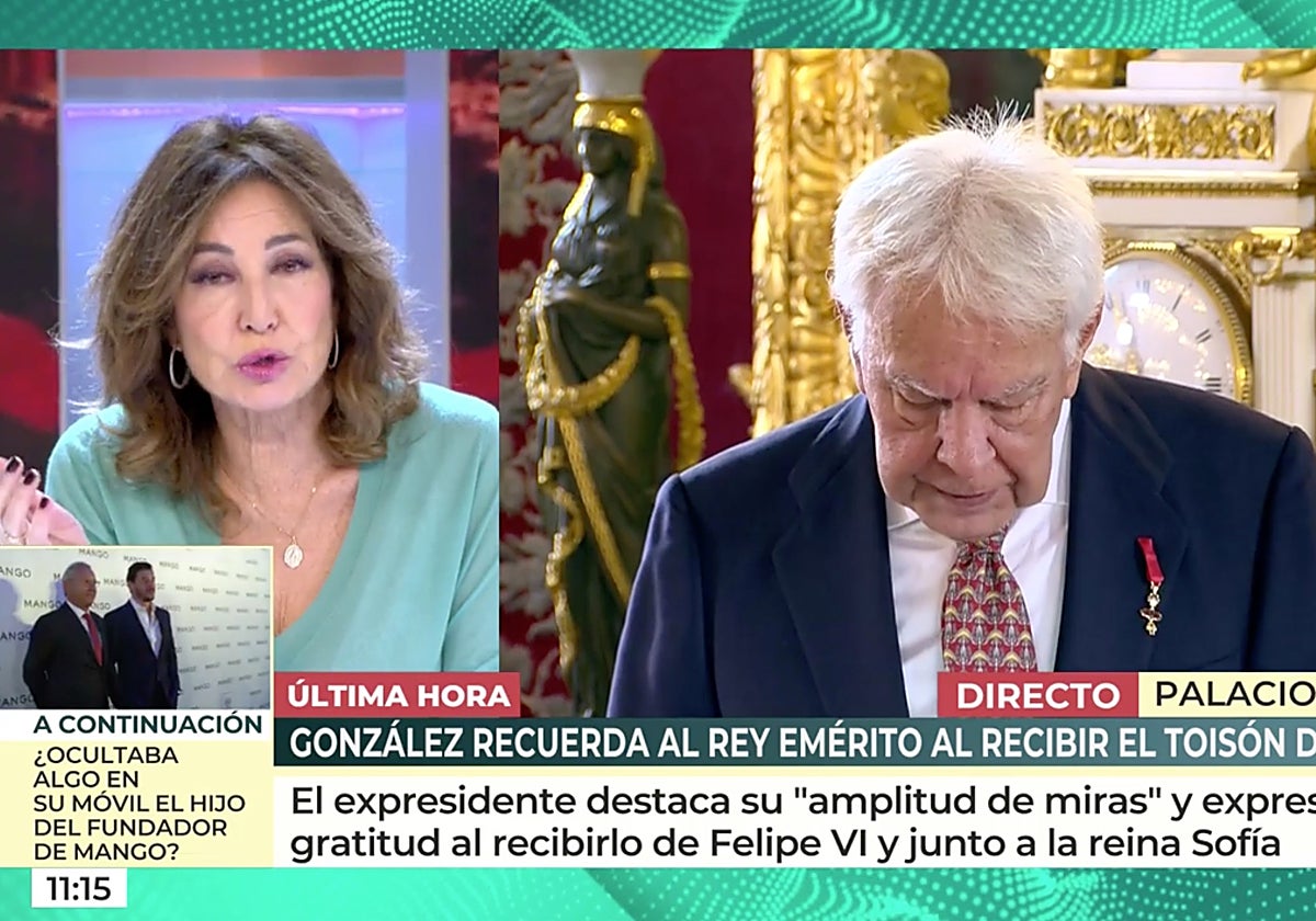 Ana Rosa Quintana, presentadora de 'El programa de Ana Rosa', ha reaccionado rotunda al discurso de Felipe González al recoger el Toisón de Oro.