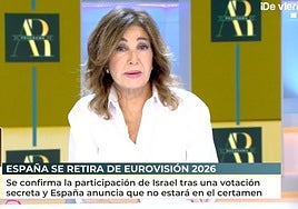 Ana Rosa Quintana opina sin filtros, y con 'pulla' incluida al presidente de RTVE, de la retirada de España de Eurovisión