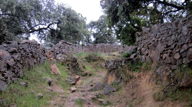 Los senderos de El Castillo de las Guardas discurren entre encinares centenarios y bonitos muros de piedra