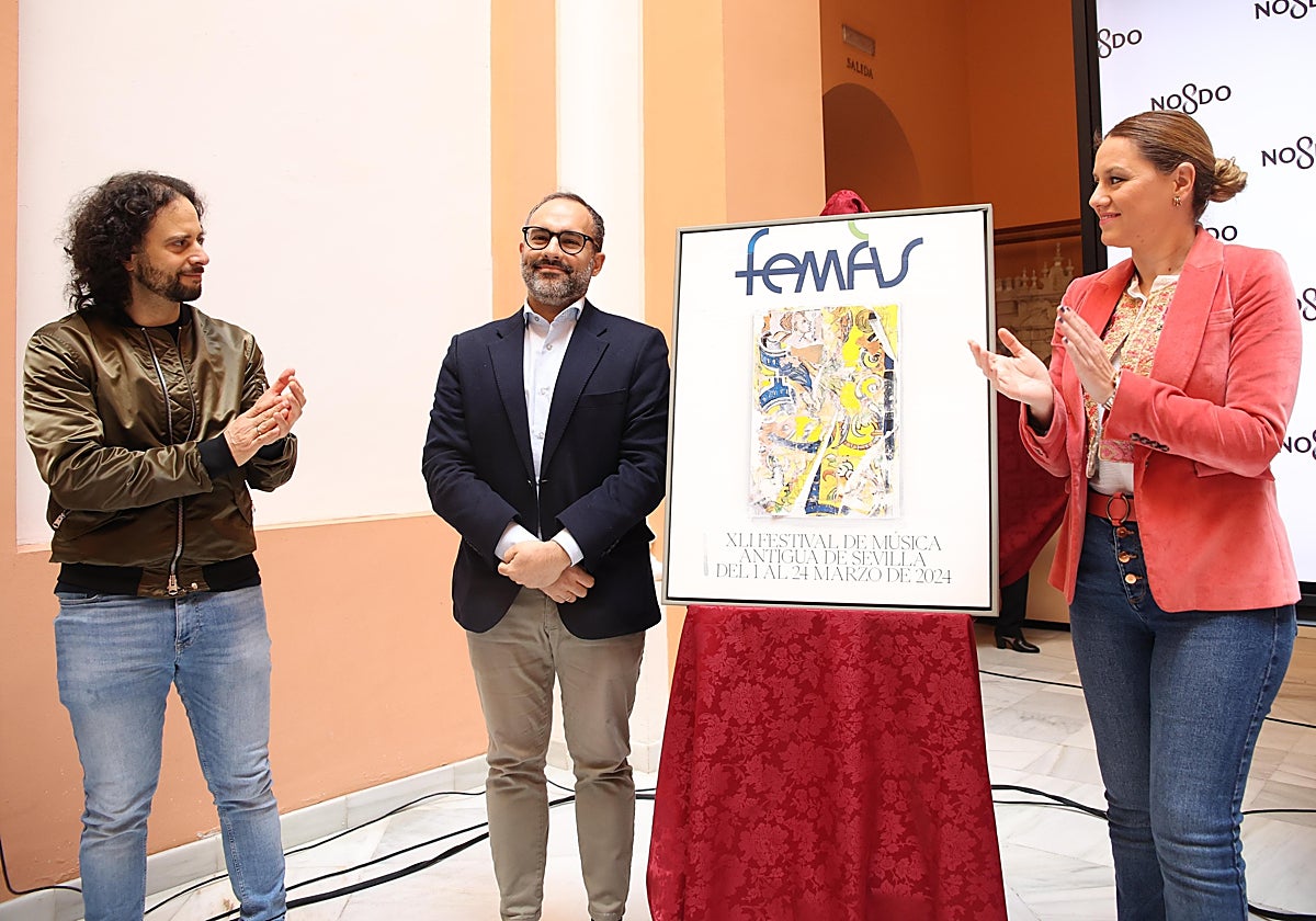 Fahmi Alqhai, Daniel Franca y Minerva Salas durante la presentación del cartel del FeMÀS 2024