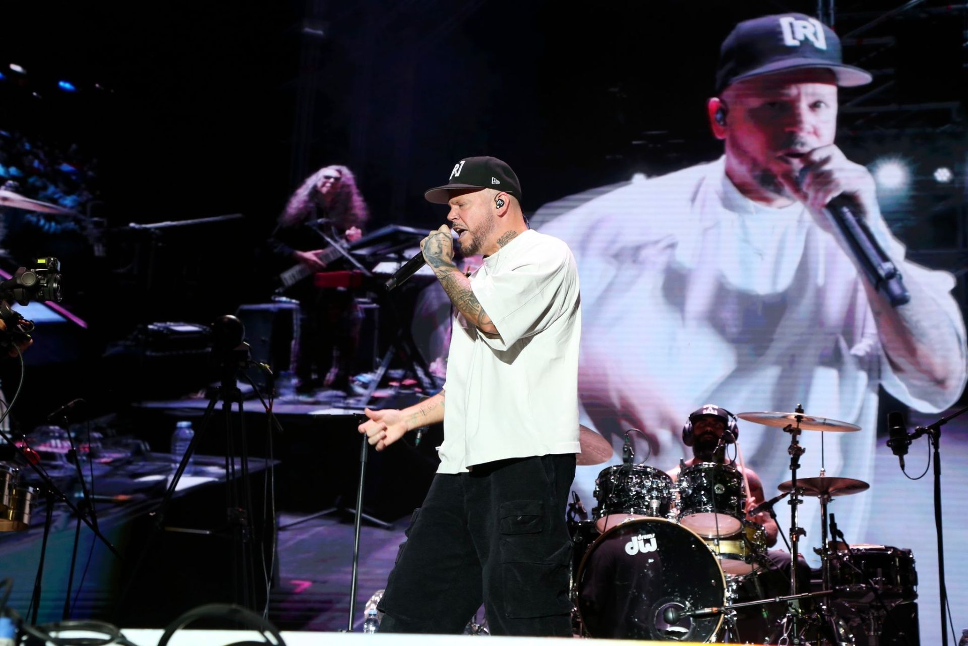 Actuación de Residente, en la noche del jueves en la Plaza de España