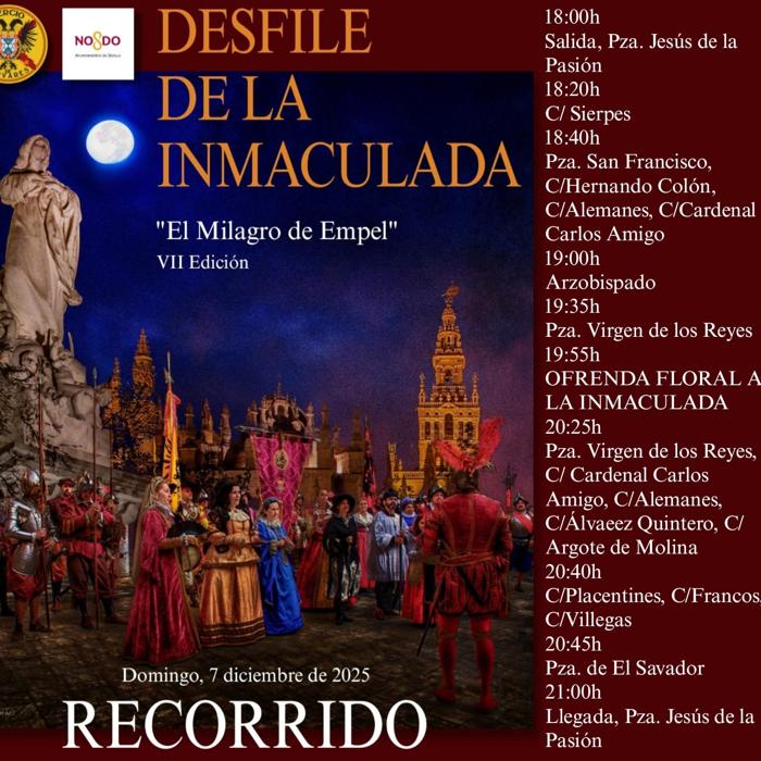 El Tercio de Olivares vuelve a desfilar en Sevilla por el día de la Inmaculada: horarios y recorrido