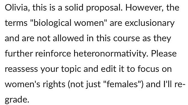 Una alumna es suspendida por usar el término «mujer biológica» en un proyecto universitario