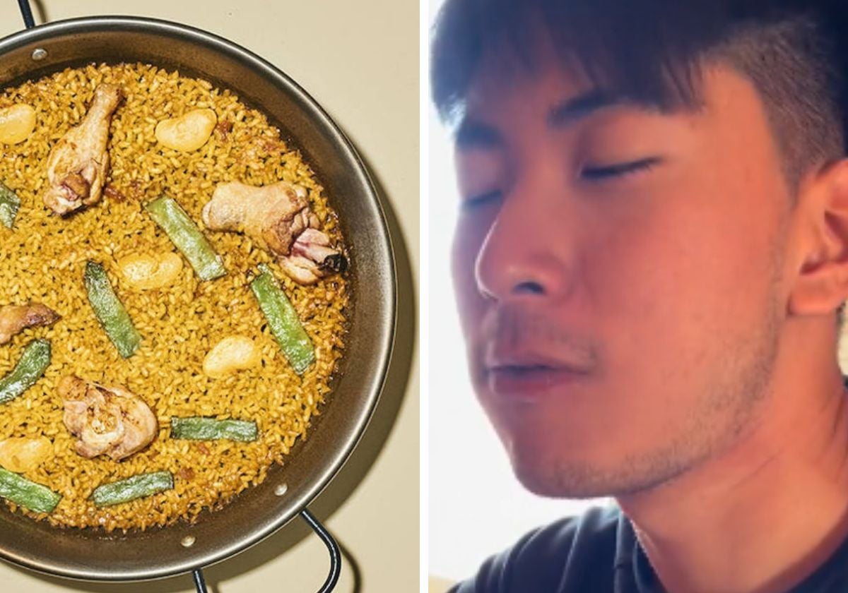 El usuario de TikTok @daeddoong prueba la paella valenciana