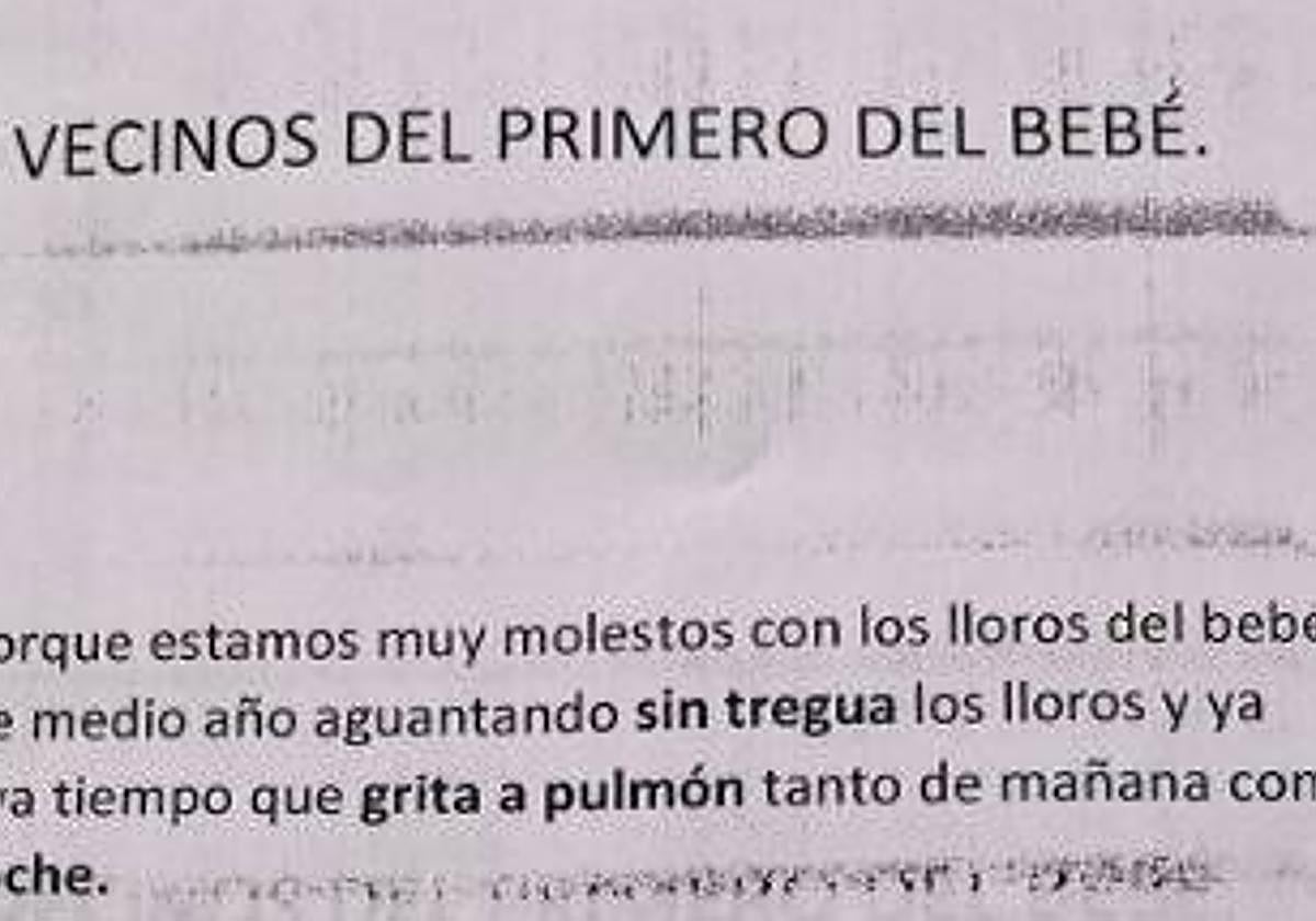 La carta de los vecinos a los padres del pequeño