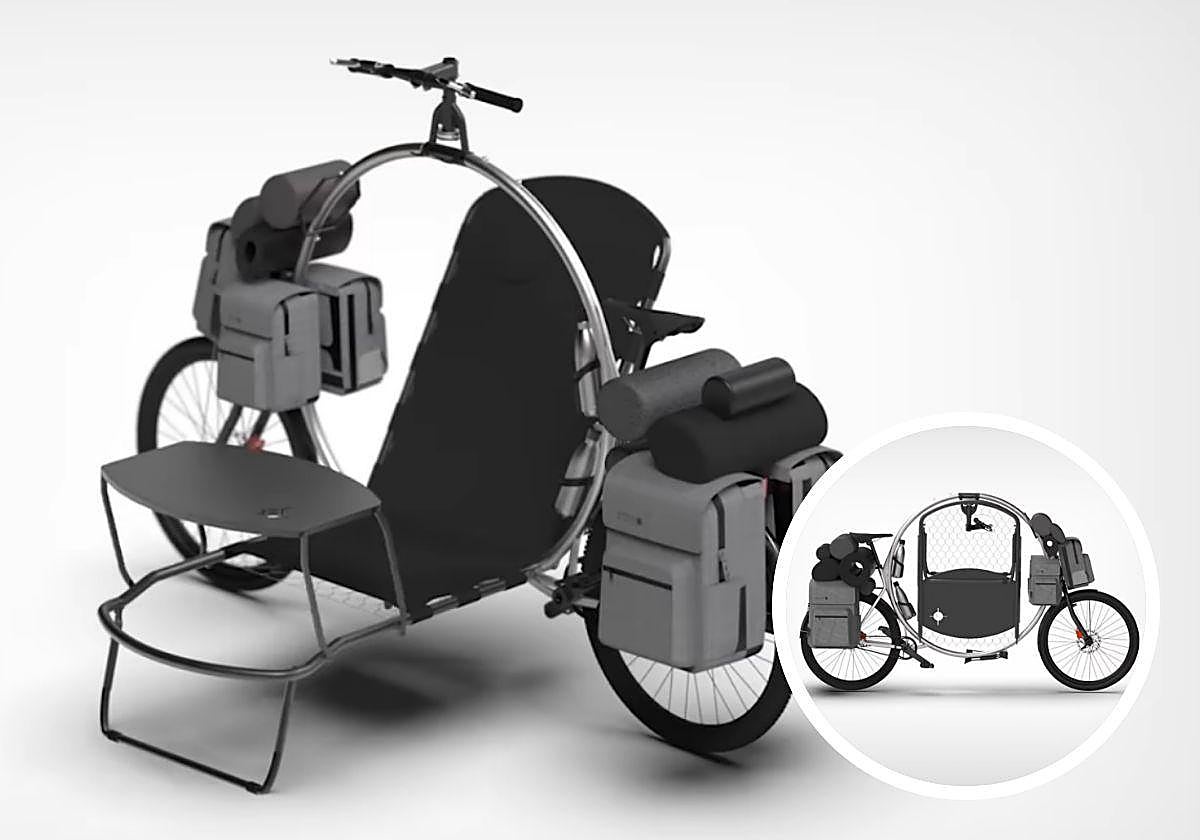 Distintas posiciones de la 'bicicleta camper'