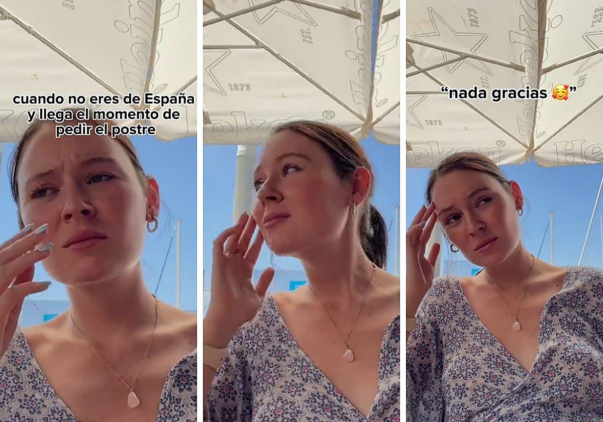La tiktoker Rachel cuando un camarero canta los postres