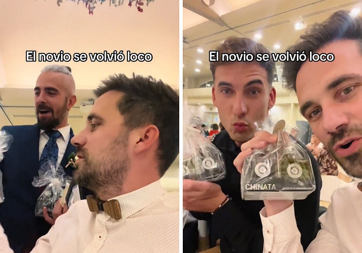 Los novios regalaron botellas de aceite en su boda