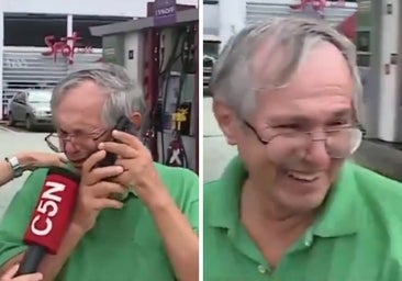 Un hombre llora en la televisión argentina por las medidas económicas de Milei y segundos después se ríe al creer que no está en directo