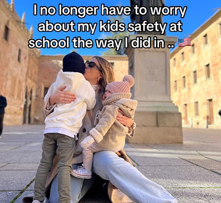 La creadora de contenido estadounidense enfatiza la sensación de seguridad que experimenta en las escuelas españolas