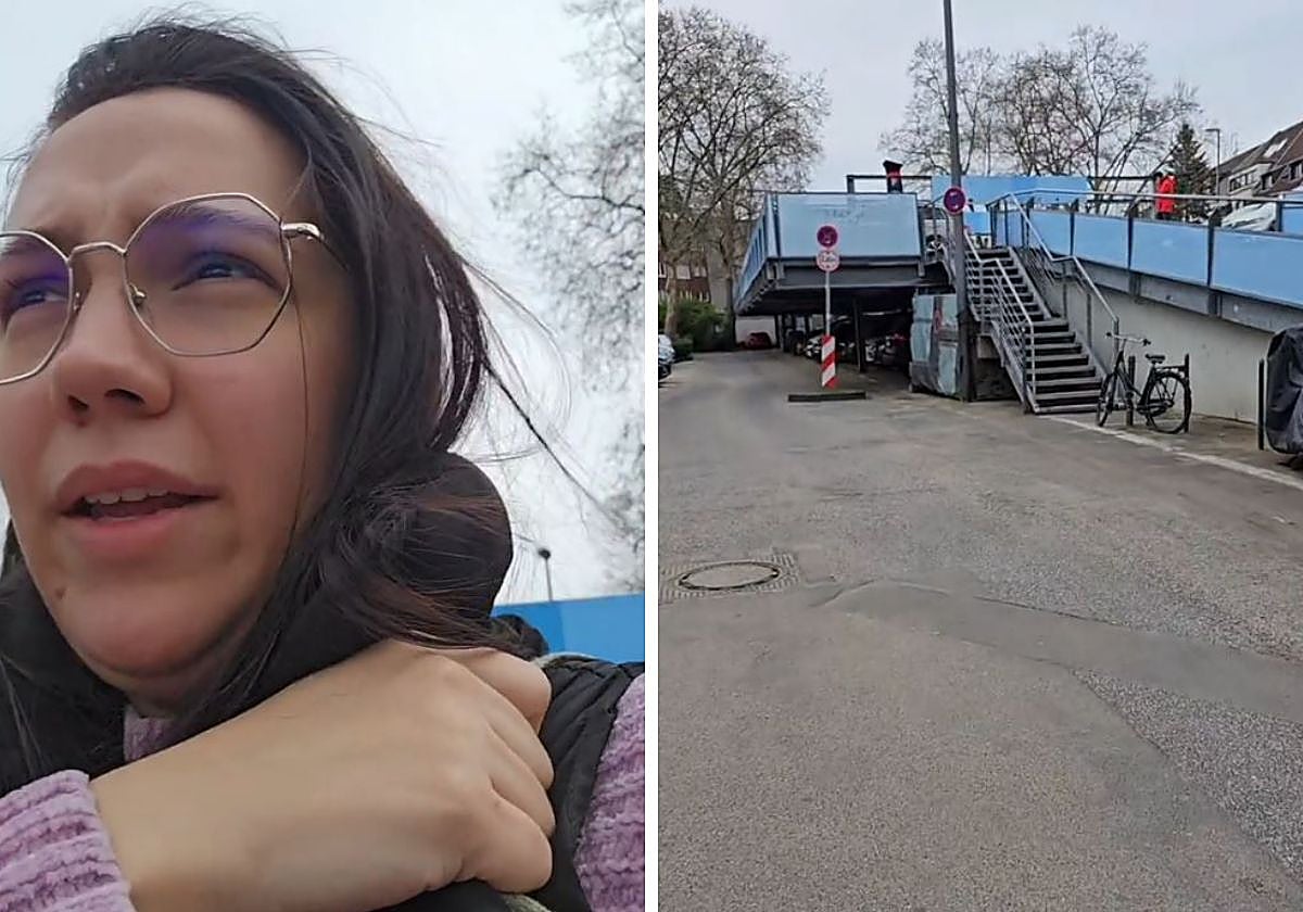 Alba, saliendo del hospital para ir al aparcamiento