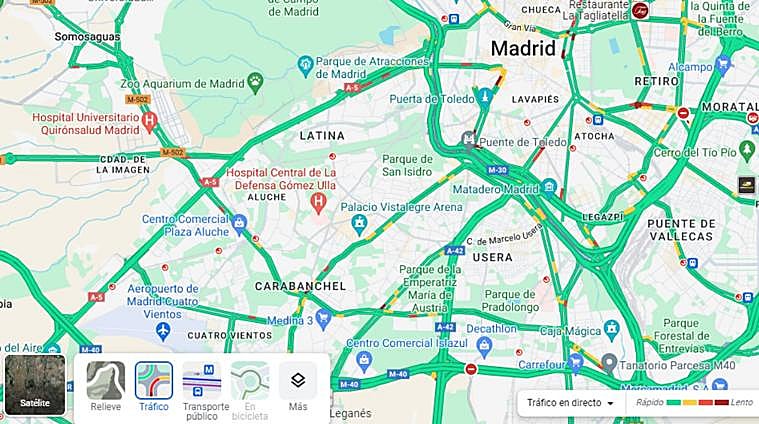 Función de predicción del tráfico, en Google Maps