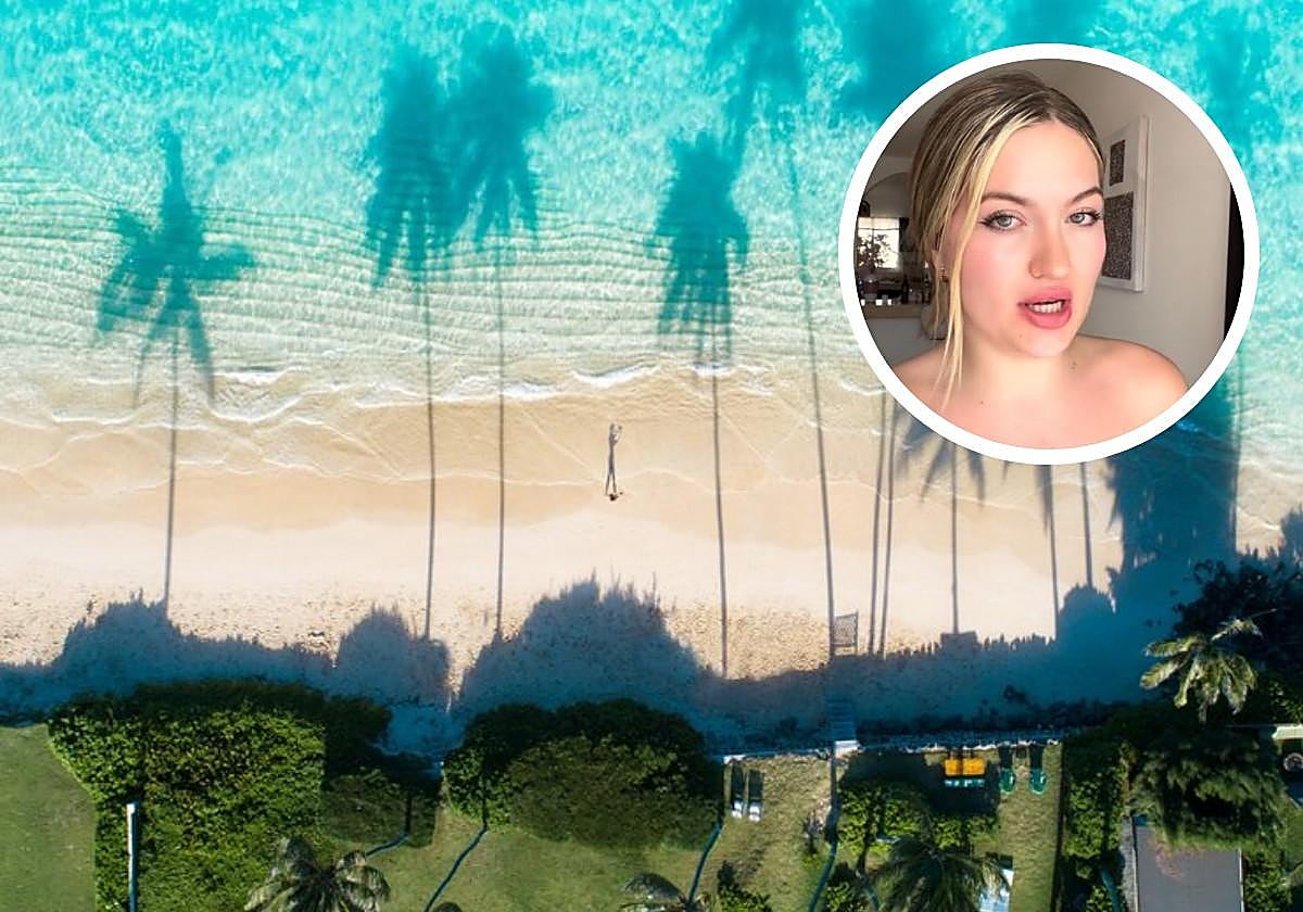 La tiktoker española y una playa dominicana