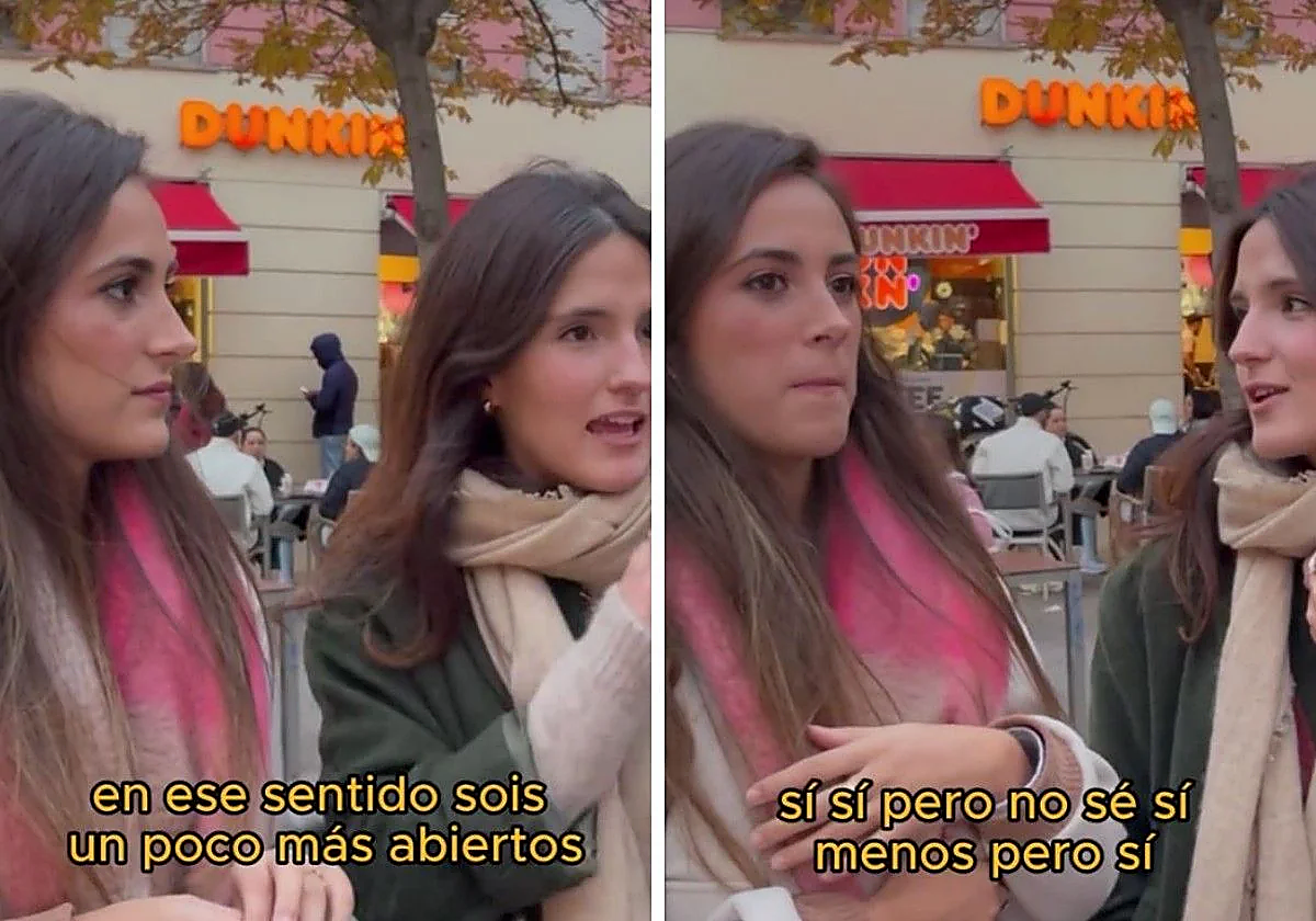 Las dos amigas, durante su entrevista por la calle