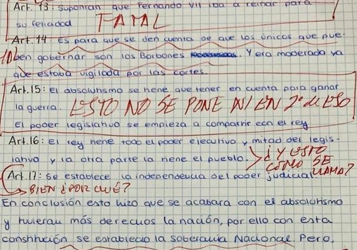 Parte del examen que ha criticado el tuitero