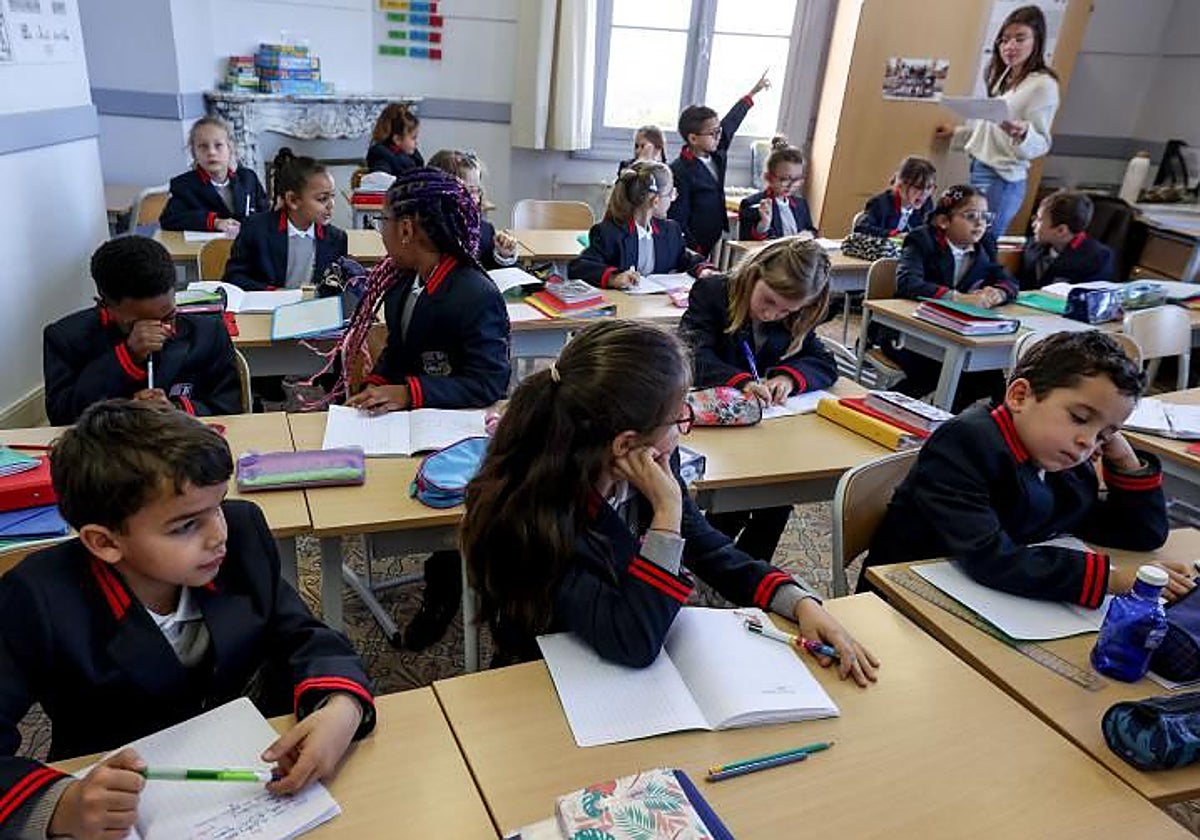 Alumnos en una clase, en una imagen de archivo