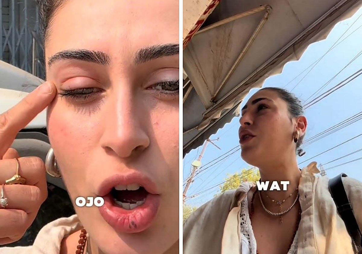 Sara, durante su visita a la farmacia india