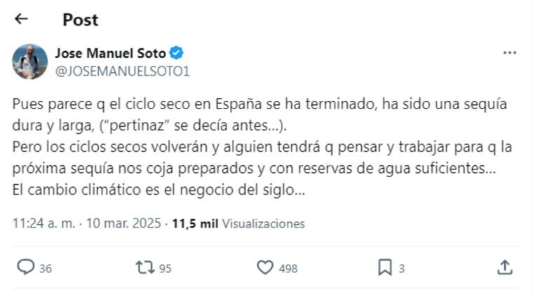 publicación de José Manuel Soto en su cuenta de X