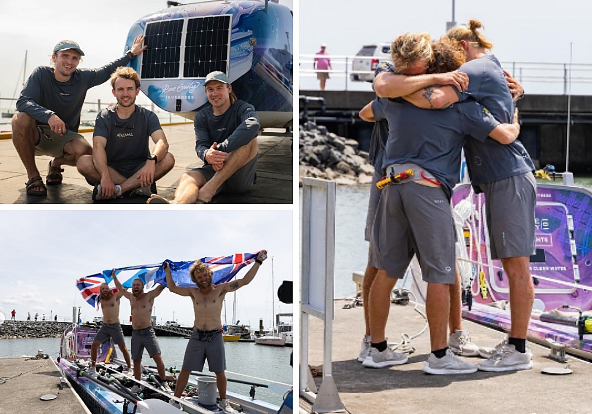 Tres hermanos escoceses baten un récord mundial tras remar 139 días sin parar en el Pacífico
