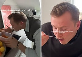 Un alemán prueba por primera vez el cocido madrileño y esta es su reacción al comer este plato español: «Se va a quedar flipando»