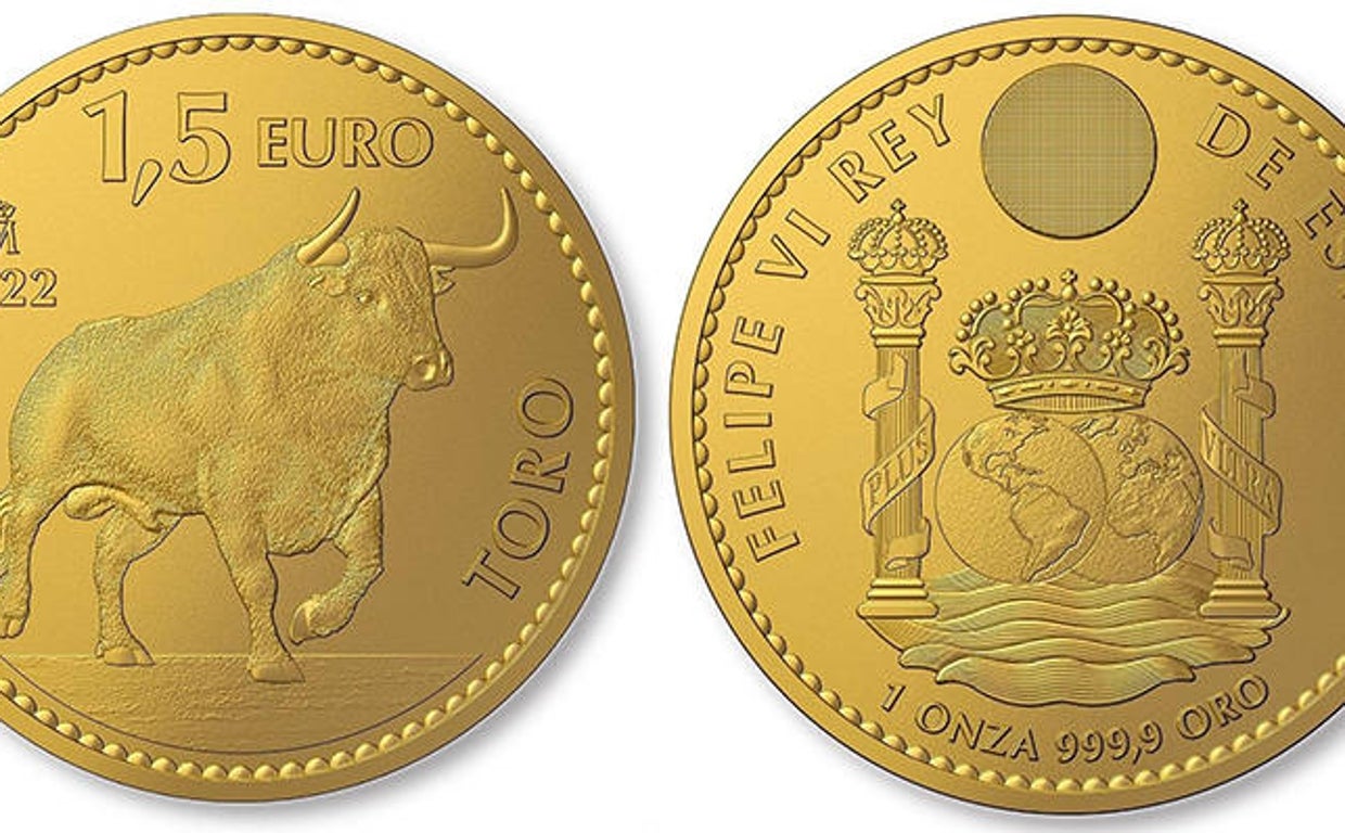 La nueva moneda de oro con el dibujo de un toro que emitirá la FNMT