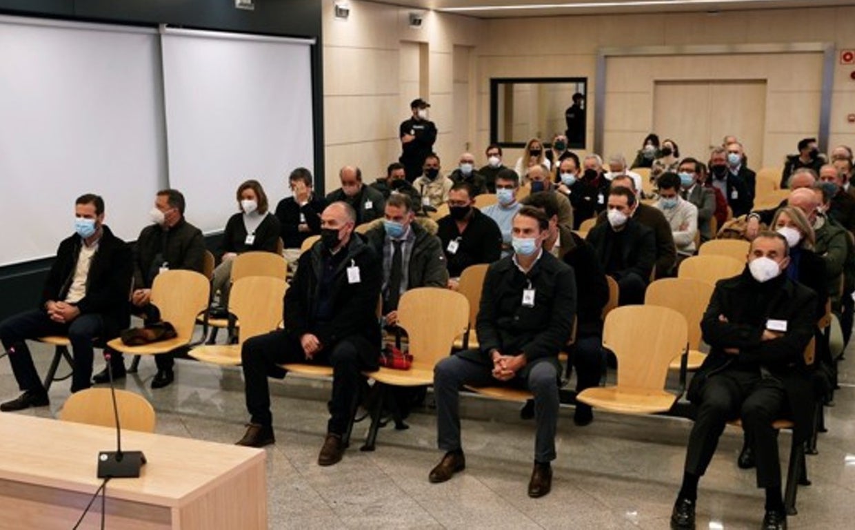 El banquillo de los acusados durante el juicio a la cúpula de Fitonovo en la Audiencia Nacional