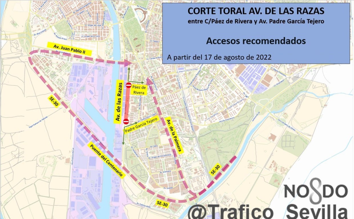Así es el plan de tráfico especial por el corte de la avenida de las Razas a partir del miércoles