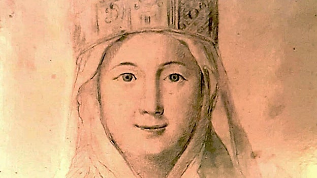 Dibujo de la Virgen de los Reyes realizado por Joaquín Domínguez Bécquer
