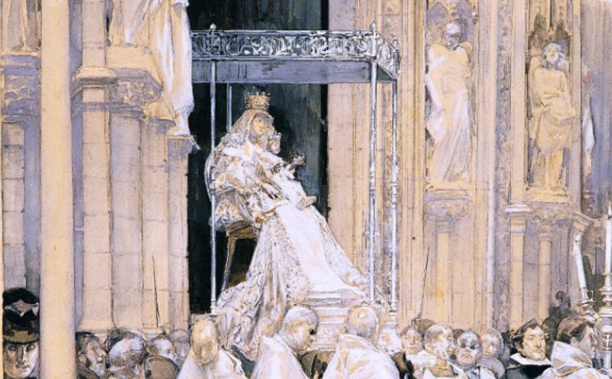 'La salida de la Virgen de los Reyes', óleo de José García Ramos