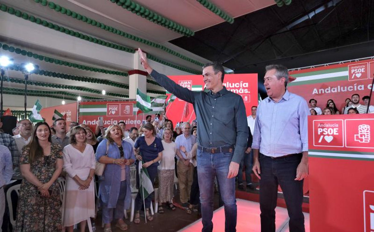 Mitin del PSOE en Dos Hermanas, el pasado mes de mayo con el presidente Pedro Sánchez y Juan Espadas