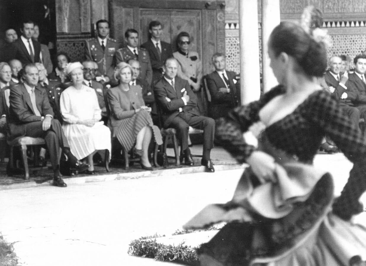Visita de la Reina Isabel II y el Duque de Edimburgo a Sevilla en 1988