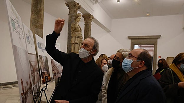 Guillermo Vázquez Consuegra, Patricia del Pozo y Miquel Iceta, en una visita el pasado mes de noviembre en el Museo Arqueológico