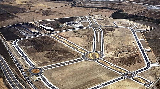 Vista área del polígono industrial El Esparragal, en la localidad sevillana de Guillena, donde Grupo MAS está levantando una gran plataforma logística