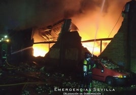 Un «aparatoso» incendio en el polígono El Pino de Sevilla afecta a varias naves y coches