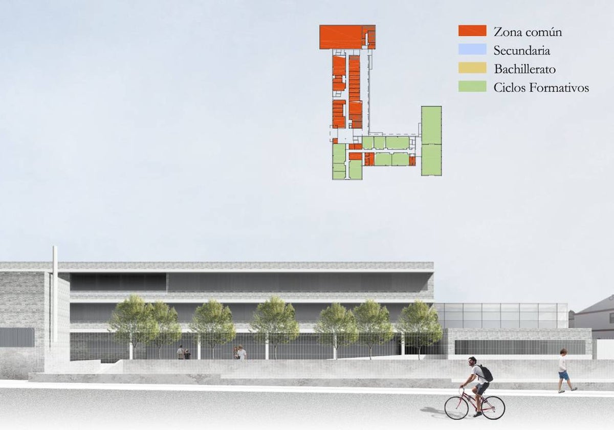 Recreación del nuevo edificio que albergará el IES Caura, en Coria del Río